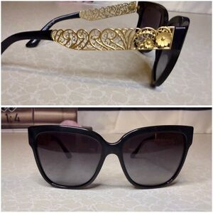 Dolce & Gabbana Sunglasses with Black Frame and Gold Filigree